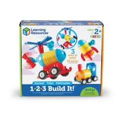 AreYouGame 1-2-3 Build It! Rocket-Train-Helicopter - Creative Toddler Play Set* Preschool Education Toys & Activities|Preschool Building Sets & Blocks