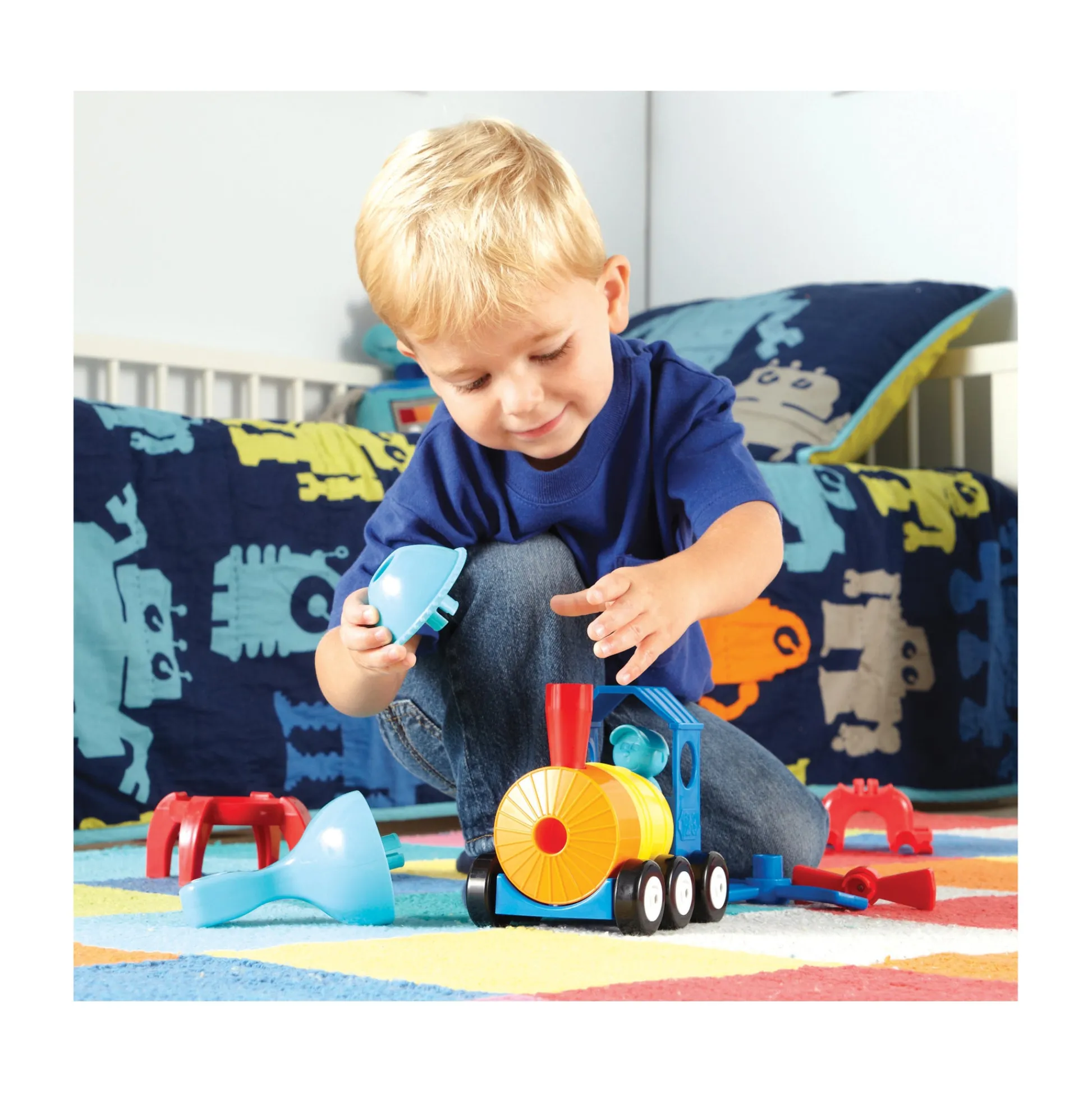 AreYouGame 1-2-3 Build It! Rocket-Train-Helicopter - Creative Toddler Play Set* Preschool Education Toys & Activities|Preschool Building Sets & Blocks