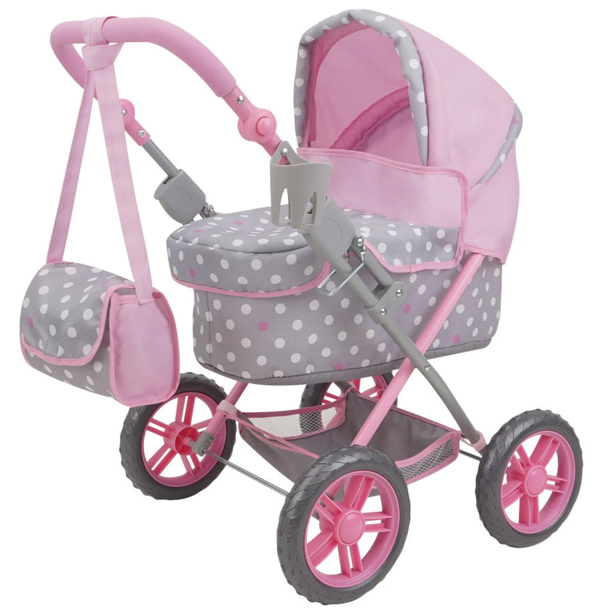 Flat River Group 509 Crew Amanda Doll Pram in Cotton Candy Pink with Polka Dots* Stuffed Animals & Plush Toys