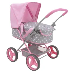 Flat River Group 509 Crew Cotton Candy Pink Doll Pram with Polka Dot Design* Stuffed Animals & Plush Toys|Social & Emotional Skills
