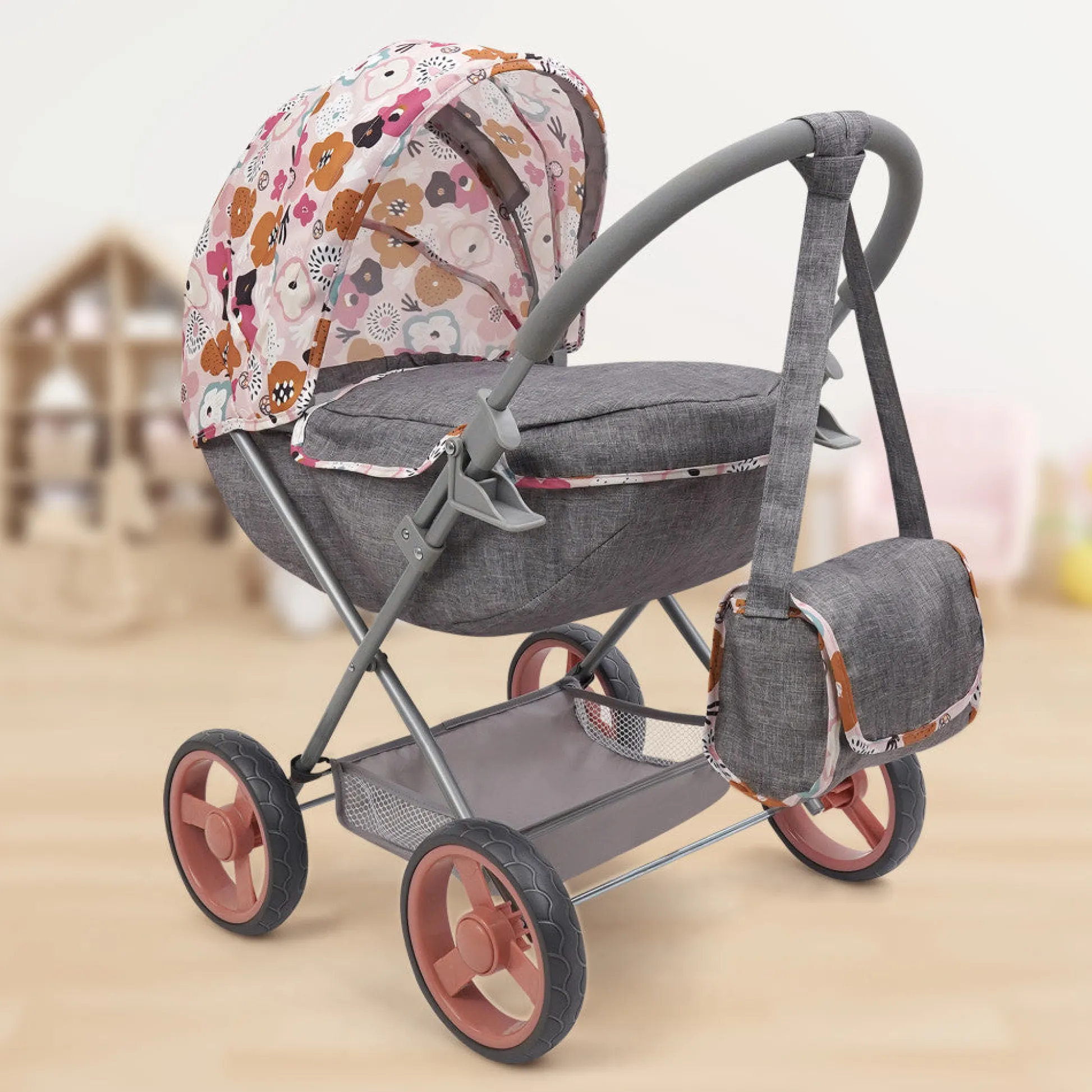 Flat River Group 509 Crew Melange Flora Deluxe Doll Pram with Matching Shoulder Bag* Stuffed Animals & Plush Toys