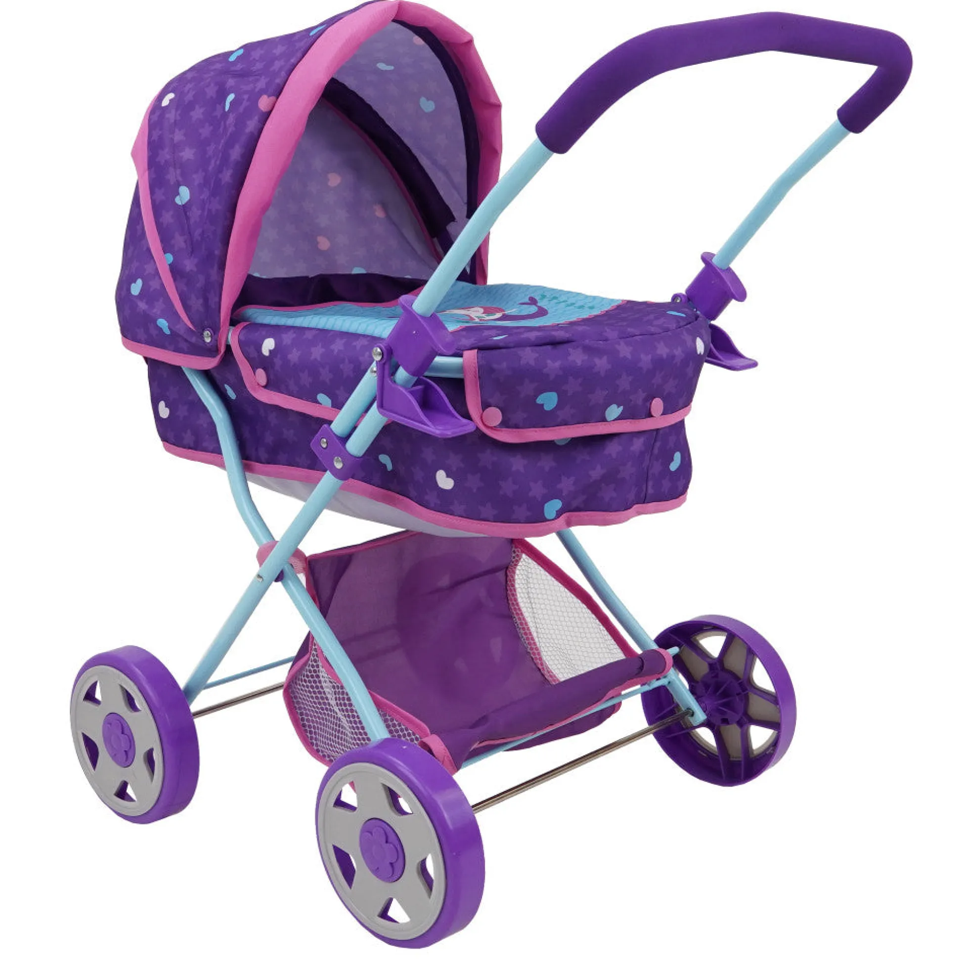 Flat River Group 509 Mermaid-Themed Doll Pram with Retractable Canopy and Storage Basket* Stuffed Animals & Plush Toys