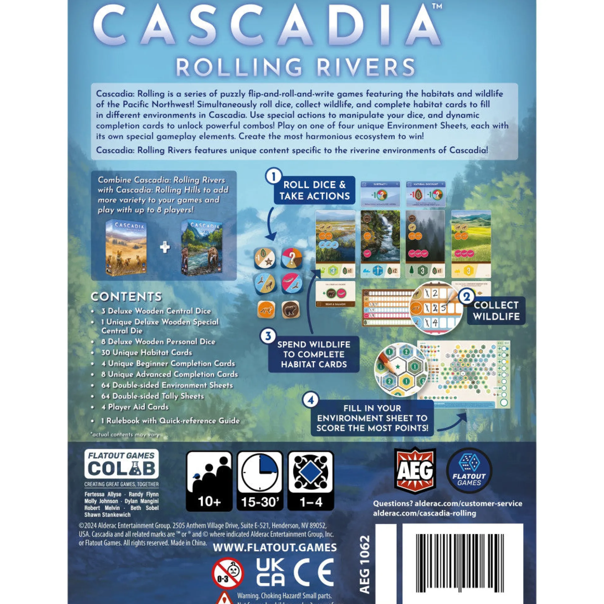 Flat River Group AEG: Cascadia: Rolling Rivers - Dynamic Dice Habitat Game* Dice, Roll & Write Games