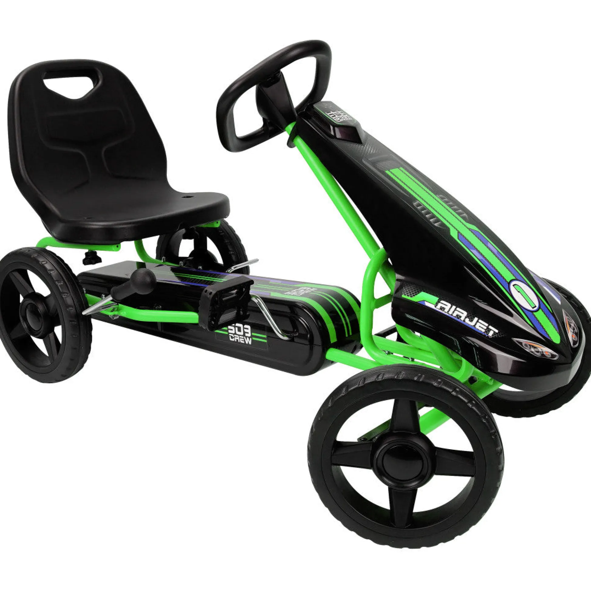 Flat River Group Air Jet Pedal Go Kart - Green - Sporty Graphics, Adjustable Seat for Kids* Ride-Ons