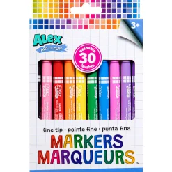 Flat River Group Alex Art Of Fun Fine Tip Markers 30-Pack - Vibrant, Washable, Non-Toxic, Age 3+* Drawing, Color & Painting