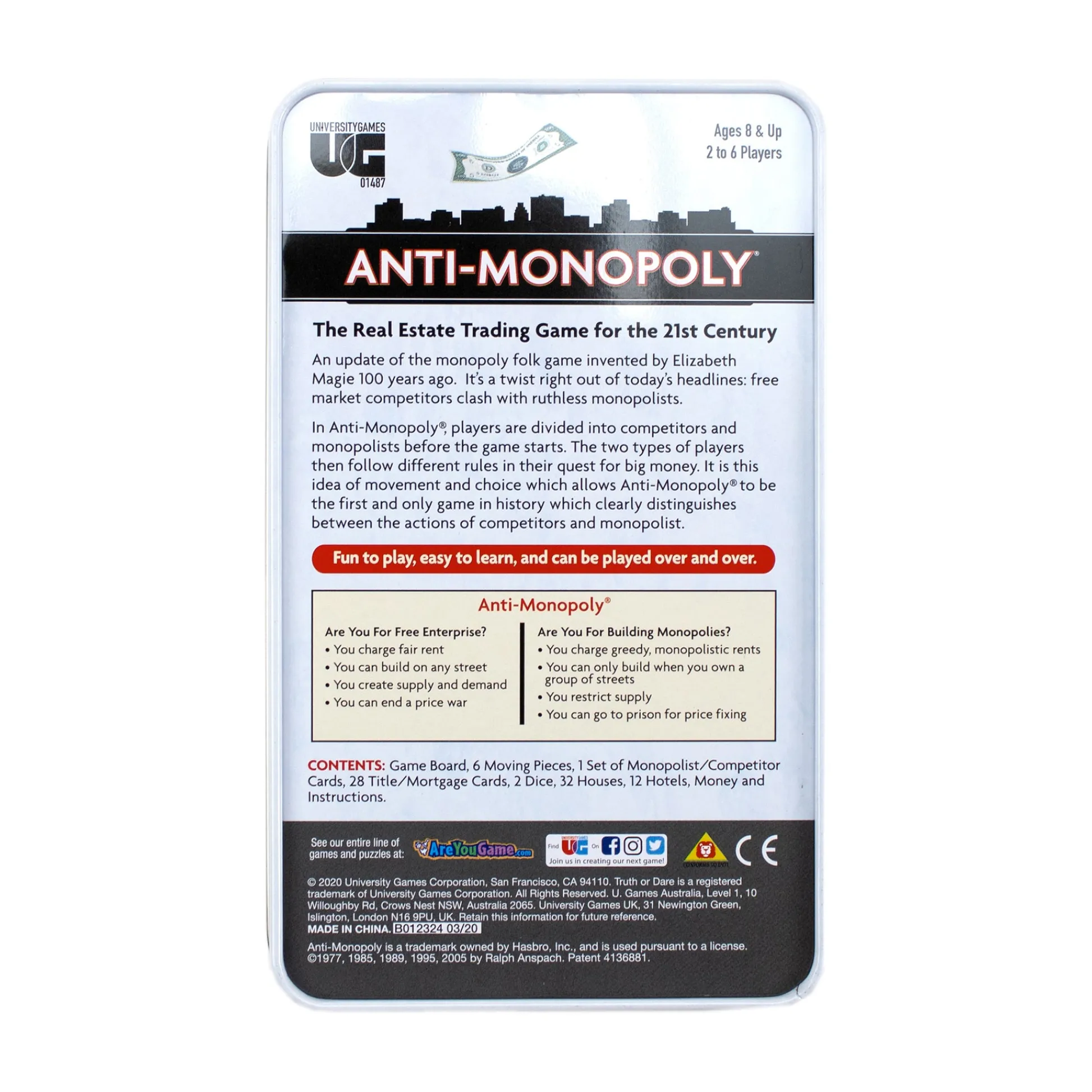 AreYouGame Anti-Monopoly Game Travel Edition Tin* Role-Playing Games|Board Games