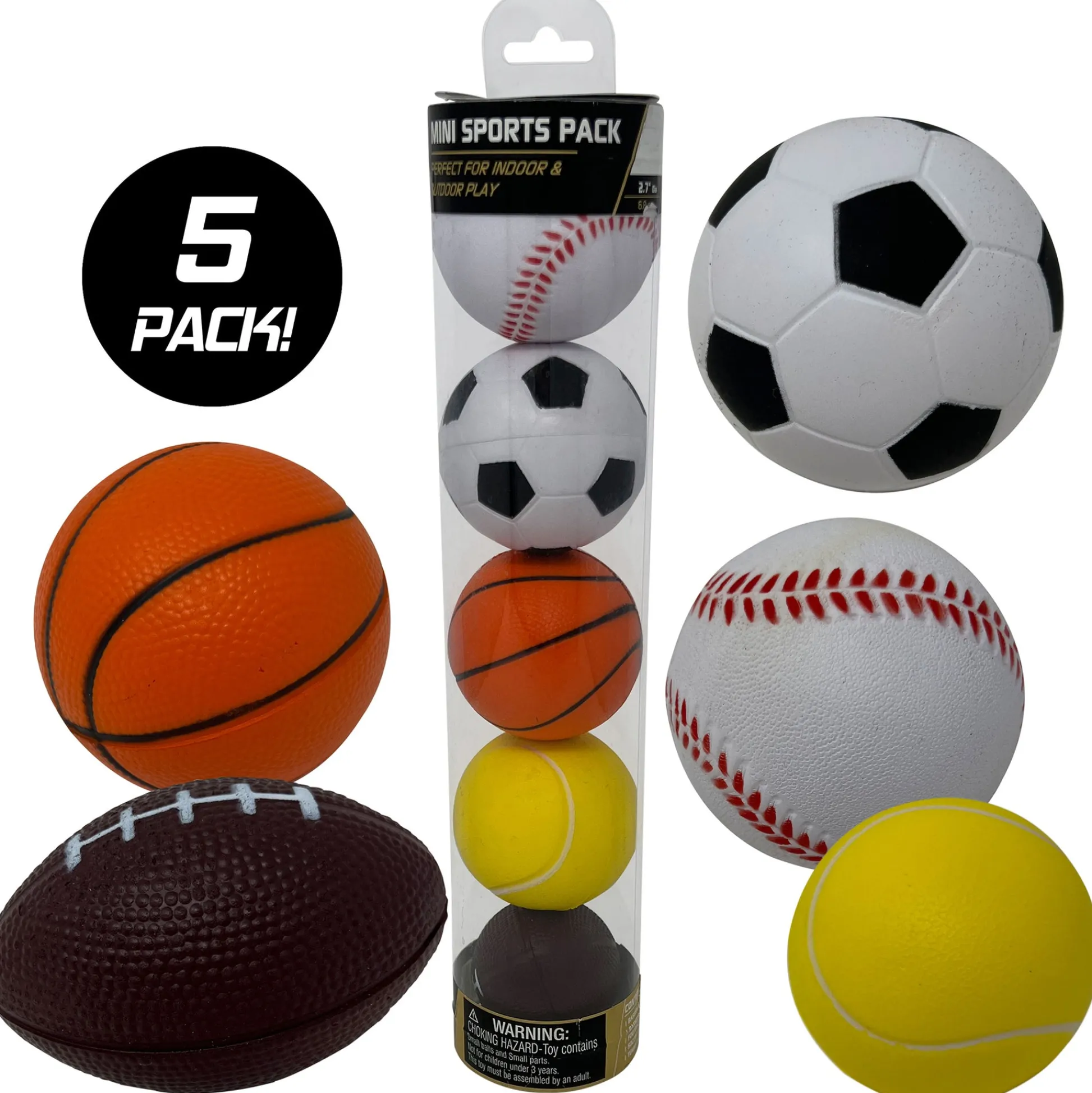 Flat River Group Anywhere Sports 5-Ball Mini Sports Pack: Foam Balls for Kids 3+* Toy Sports