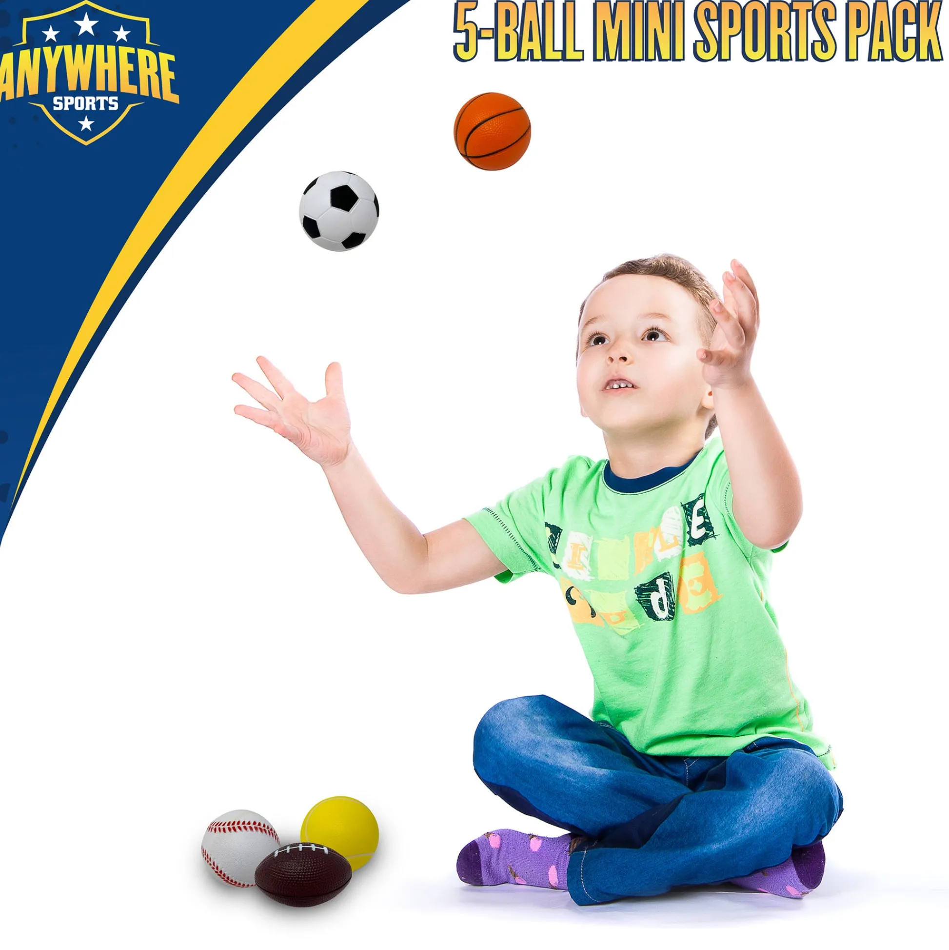 Flat River Group Anywhere Sports 5-Ball Mini Sports Pack: Foam Balls for Kids 3+* Toy Sports
