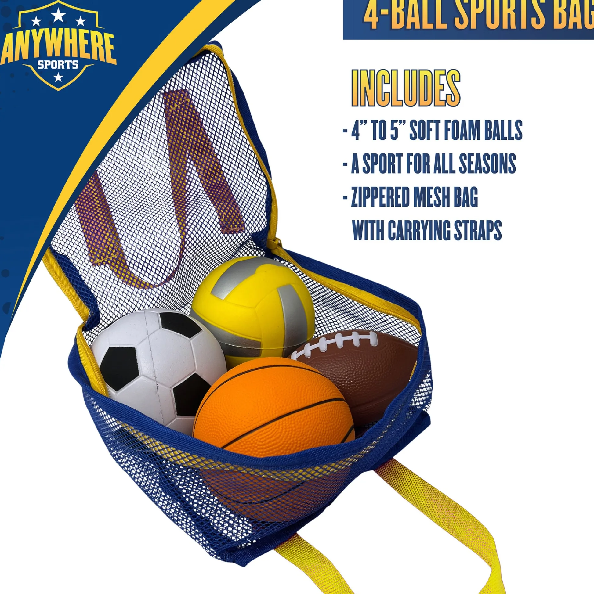 Flat River Group Anywhere Sports Mini Foam Balls 4-Pack Play Set for Kids 3+* Toy Sports