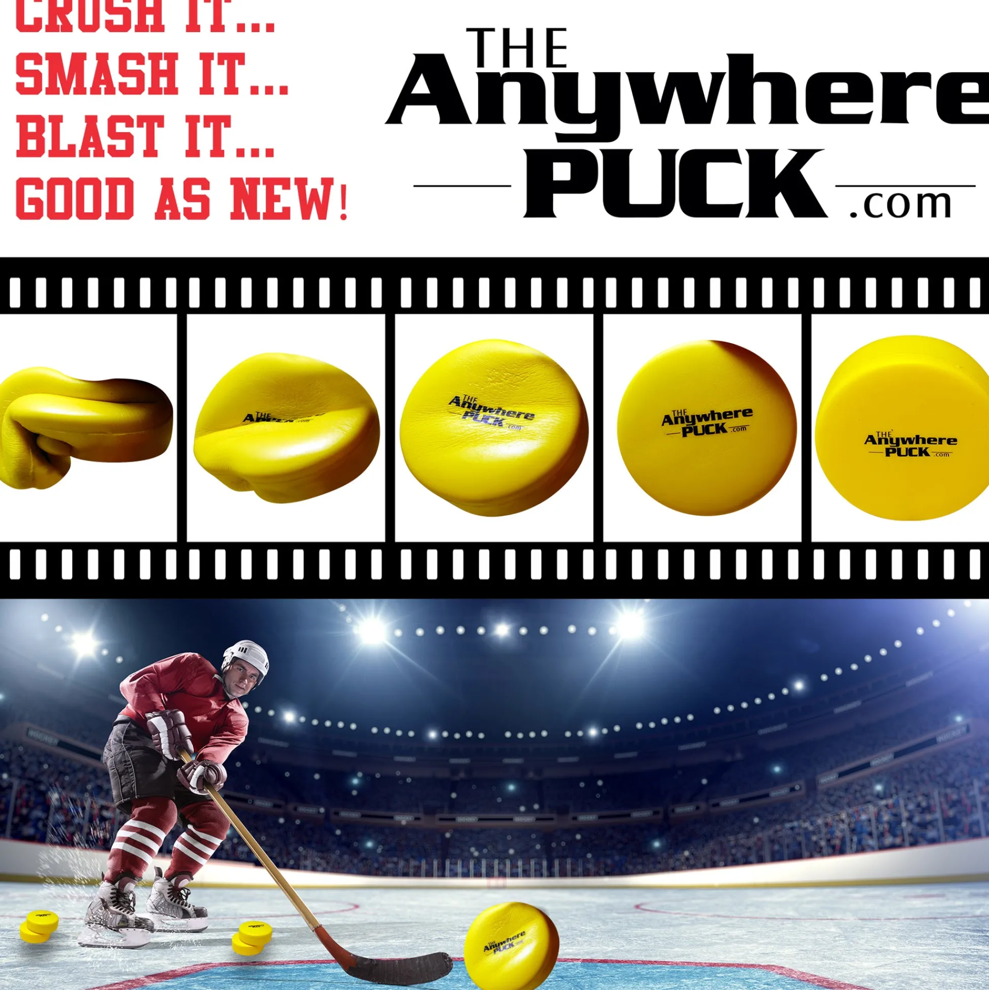 Flat River Group Anywhere Sports The Anywhere Puck 6-Pack Yellow Foam Hockey Training Set for Kids* Toy Sports
