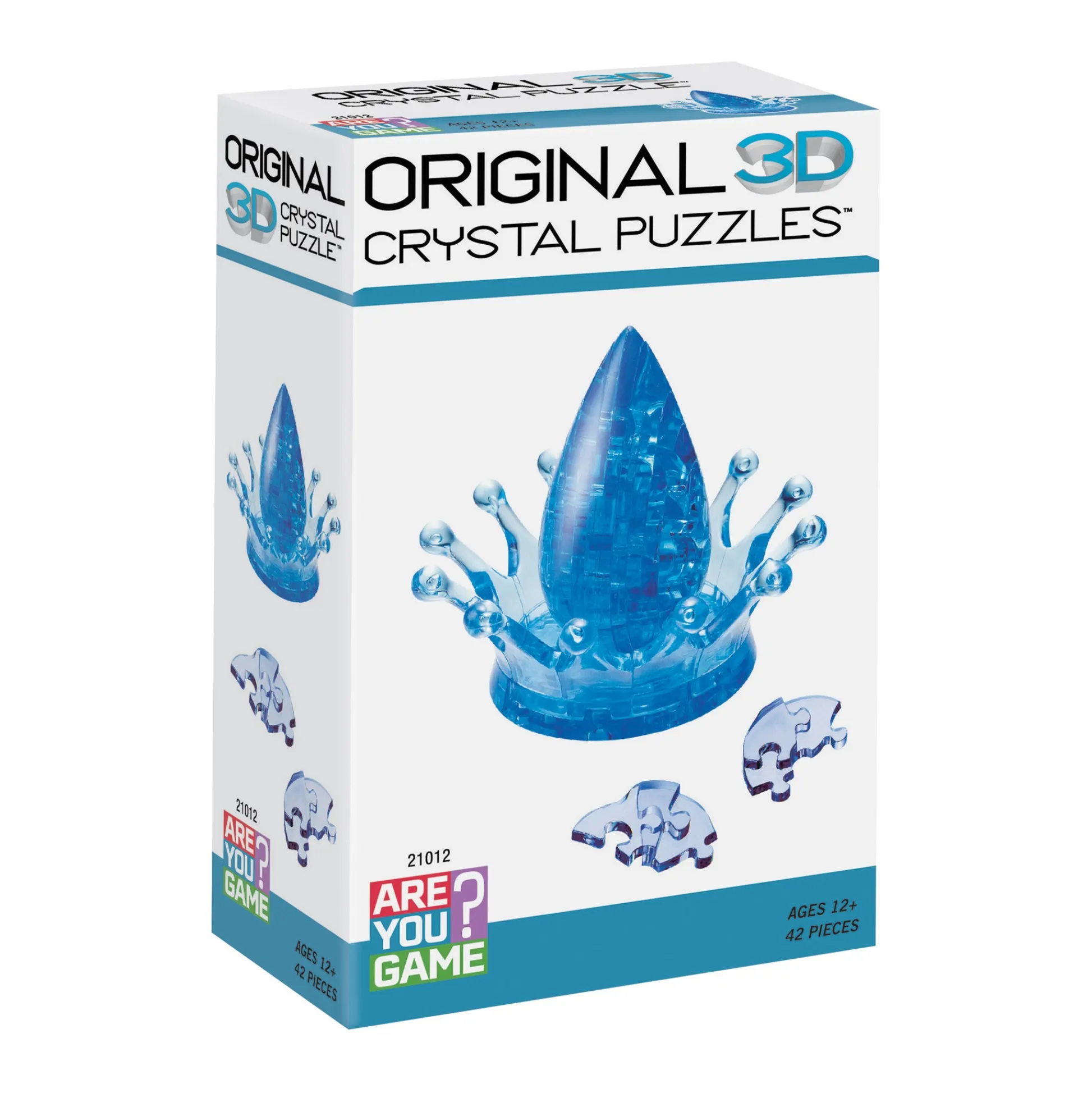 AreYouGame Aqua Gleam 3D Crystal Puzzle - Water Crown: 42 Pcs* Puzzles