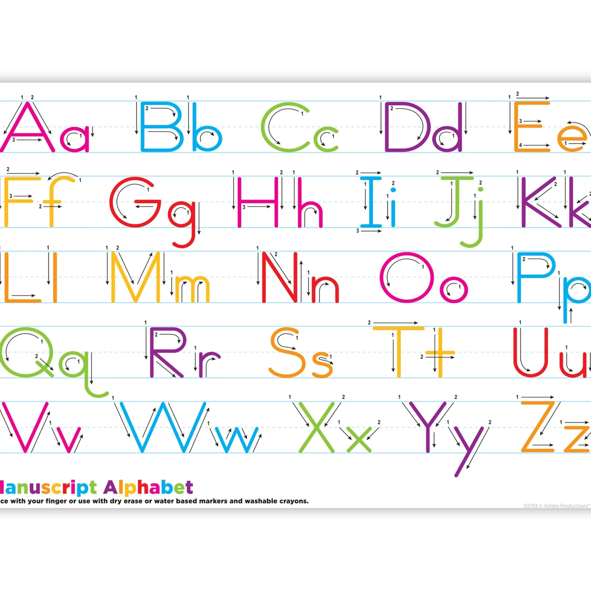 Educators Resource Ashley Productions Smart Poly Manuscript Handwriting Learning Placemat - Pack of 10* Reading, Writing & Speech