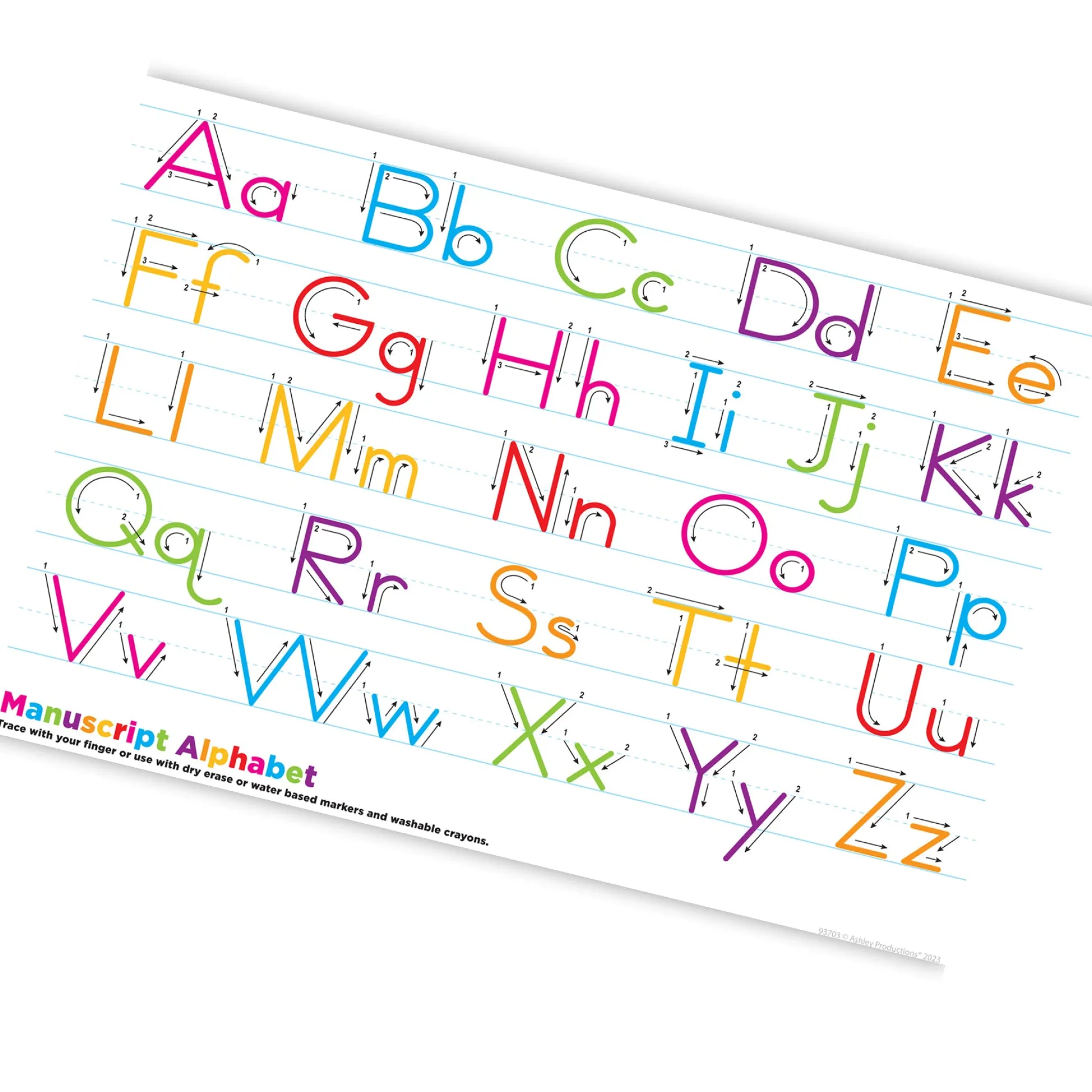 Educators Resource Ashley Productions Smart Poly Manuscript Handwriting Learning Placemat - Pack of 10* Reading, Writing & Speech