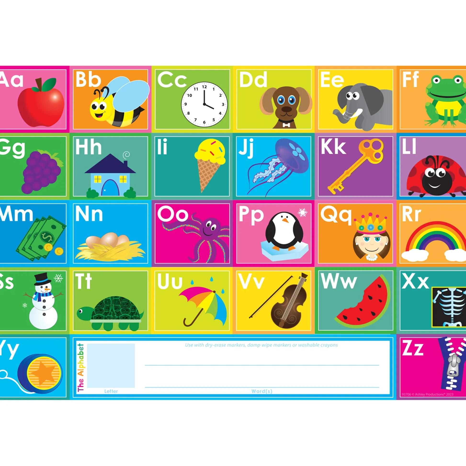 Educators Resource Ashley Productions Smart Poly ABC's Learning Placemat - 13" x 19" - Pack of 10* Preschool Education Toys & Activities