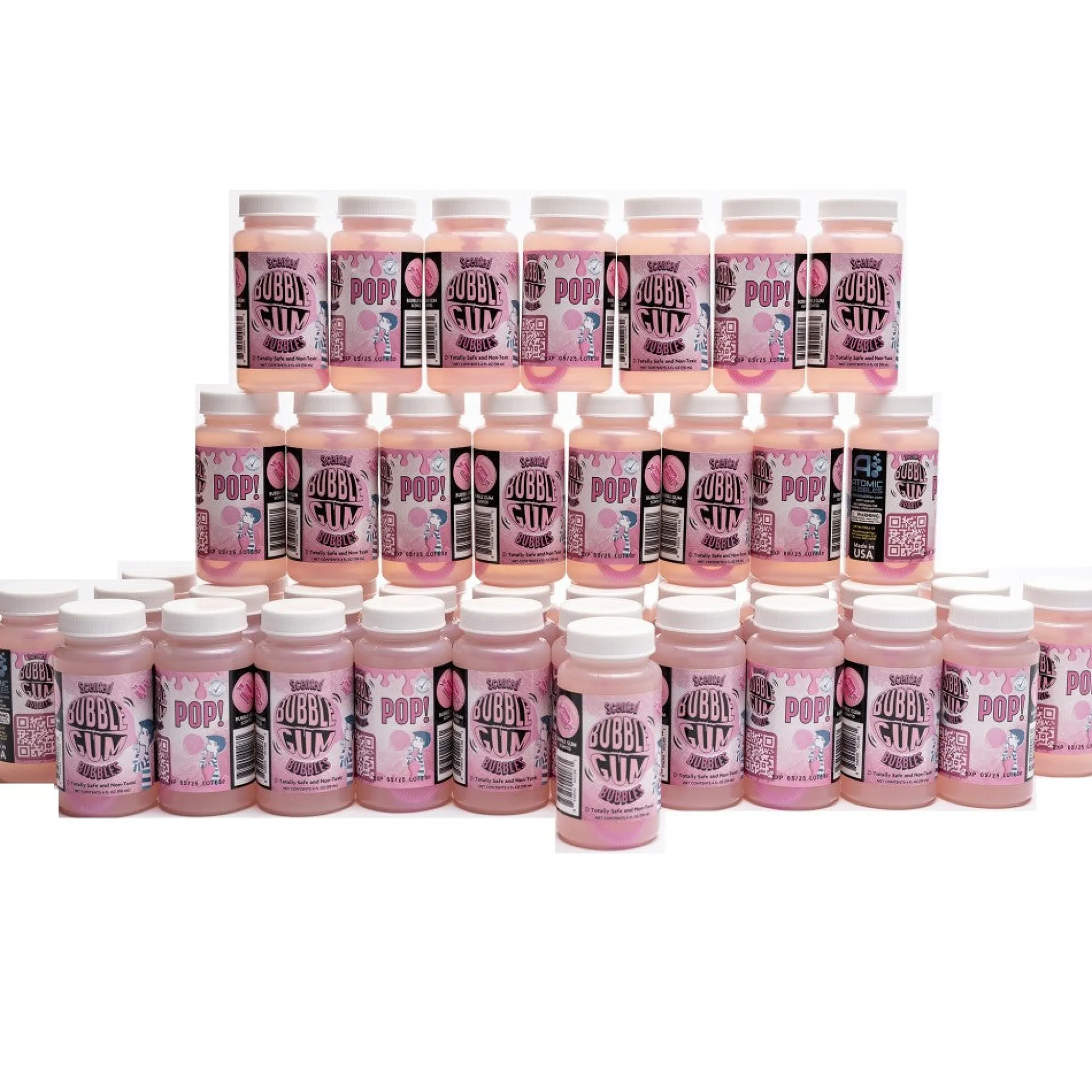 Flat River Group Atomic Bubbles Bubble Love Bubblegum Scented Bubbles, 48-Pack* Bubbles & Sidewalk Chalk|Social & Emotional Skills