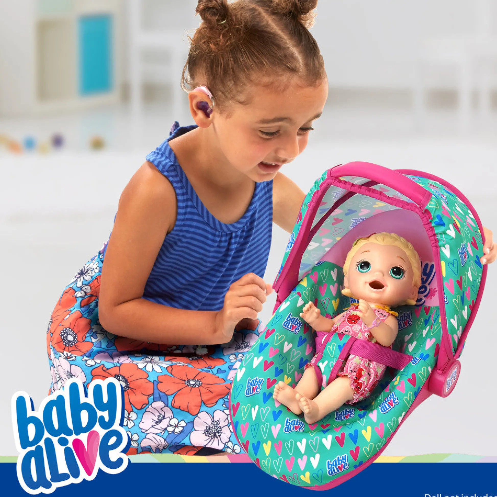 Flat River Group Baby Alive Deluxe Doll Car Seat - Multi-Function, Pink & Green Hearts* Stuffed Animals & Plush Toys