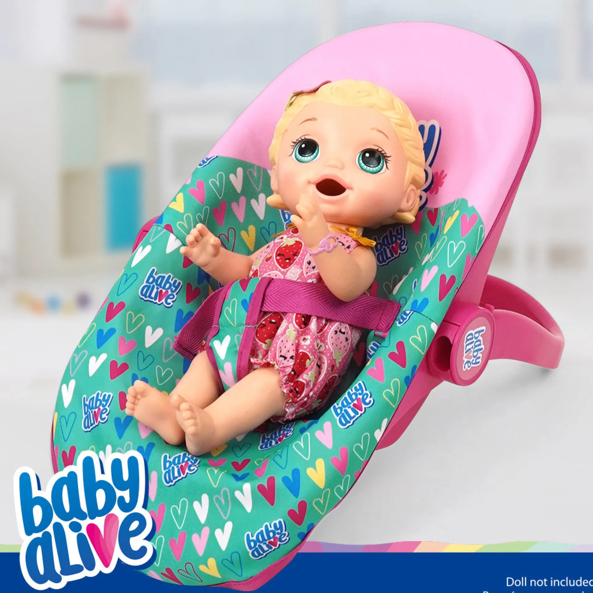 Flat River Group Baby Alive Deluxe Doll Car Seat - Multi-Function, Pink & Green Hearts* Stuffed Animals & Plush Toys