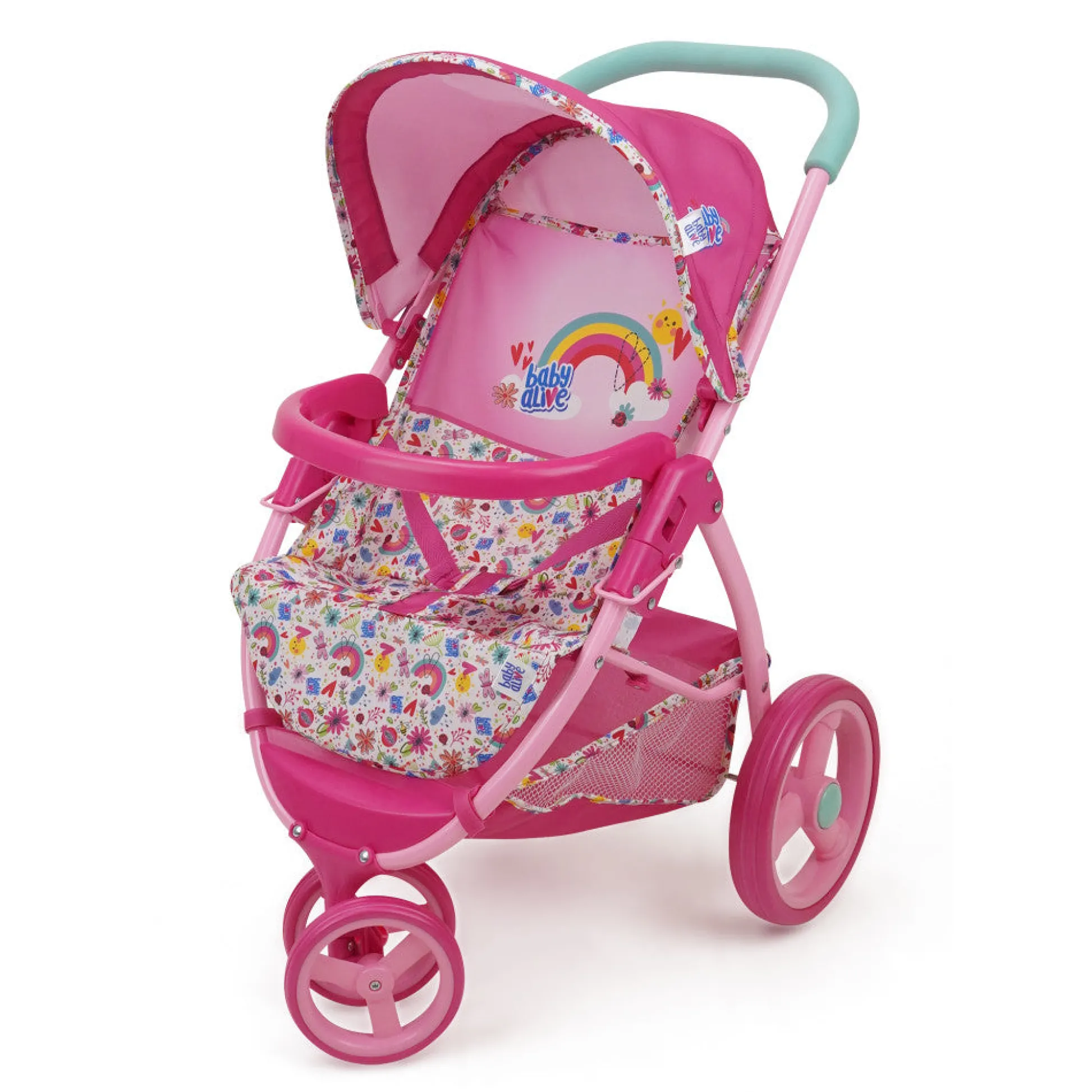 Flat River Group Baby Alive Doll Jogging Stroller - Vibrant Pink & Rainbow Design* Social & Emotional Skills|Stuffed Animals & Plush Toys