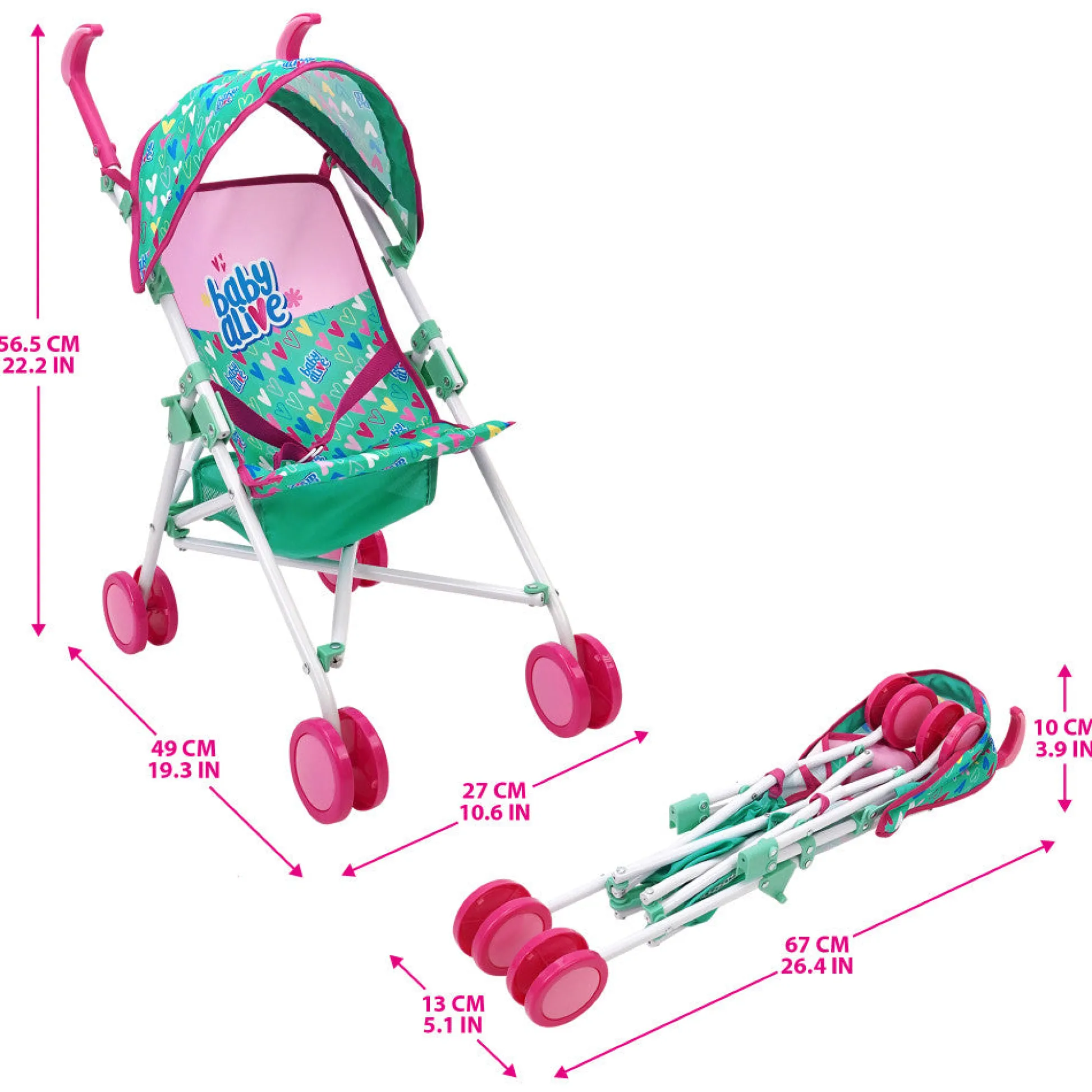 Flat River Group Baby Alive Doll Umbrella Stroller - Hearts and Colors Playset* Stuffed Animals & Plush Toys