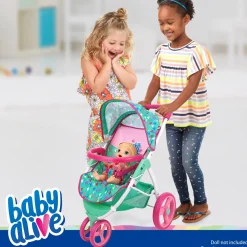 Flat River Group Baby Alive Heart-Themed Doll Jogging Stroller - Pink and Green Playset* Stuffed Animals & Plush Toys
