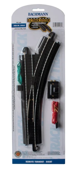 The Distribution Solutions Bachmann Trains HO Scale E-Z Track Remote Turnout - Right, Steel Alloy Rail* Trains & Train Tables