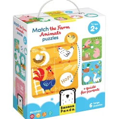 Educators Resource Banana Panda Farm Animals 6-Pack Match Puzzle - 36 pc* Puzzles