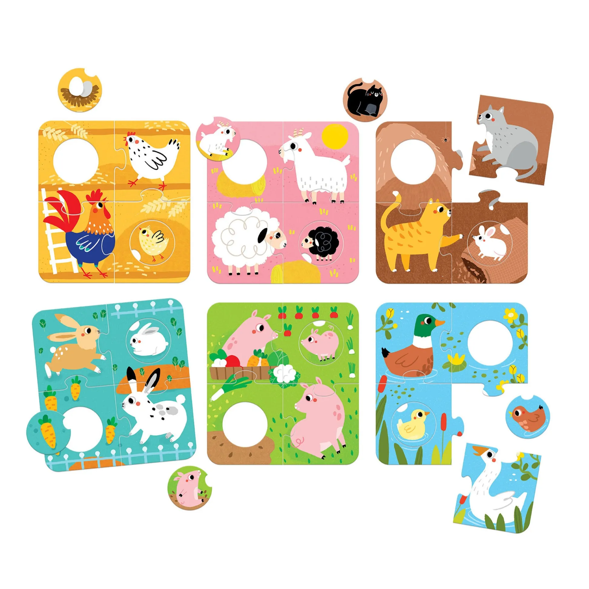 Educators Resource Banana Panda Farm Animals 6-Pack Match Puzzle - 36 pc* Puzzles