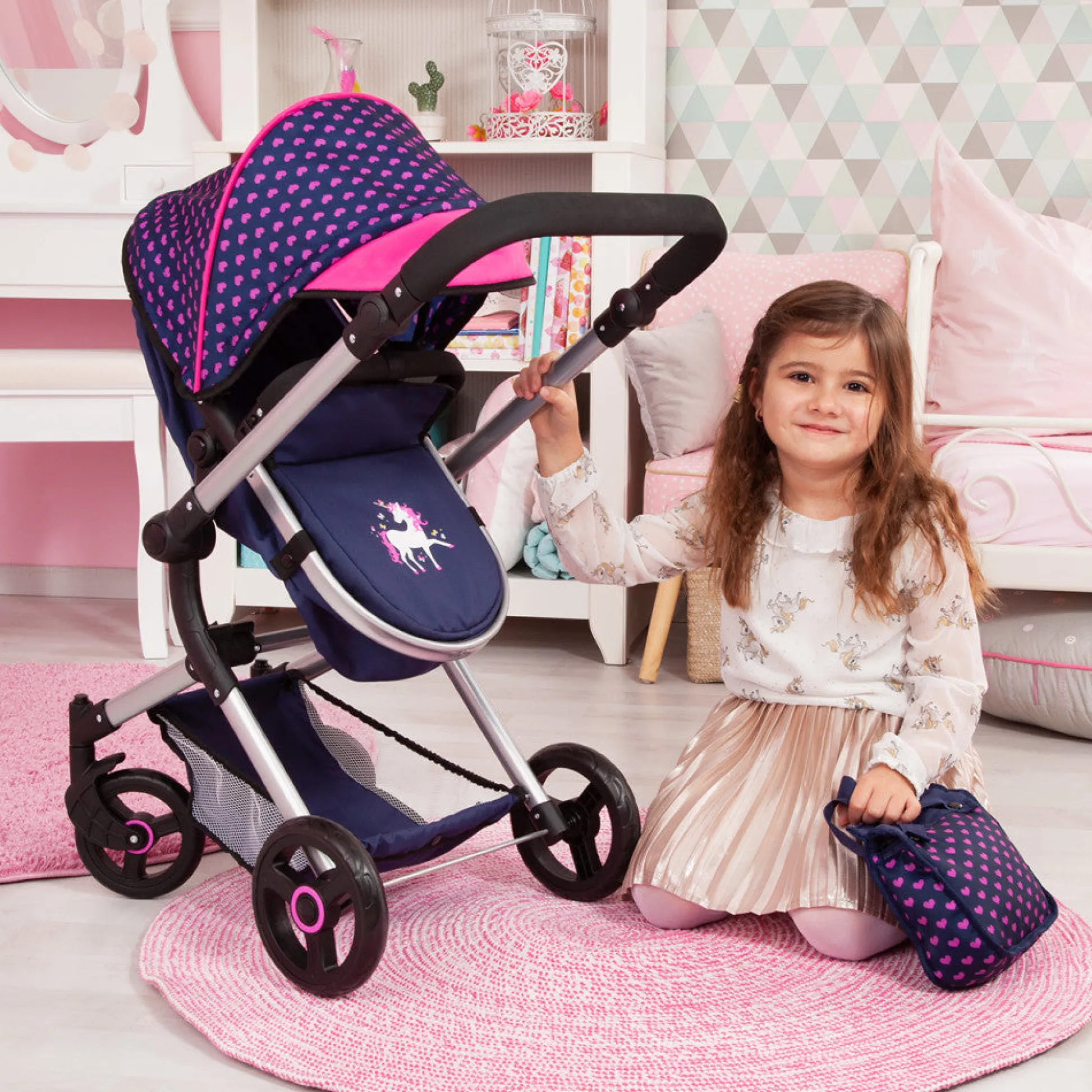 Flat River Group Bayer Design Baby Doll City Vario Pram and Stroller Combo with Diaper Bag* Social & Emotional Skills|Stuffed Animals & Plush Toys