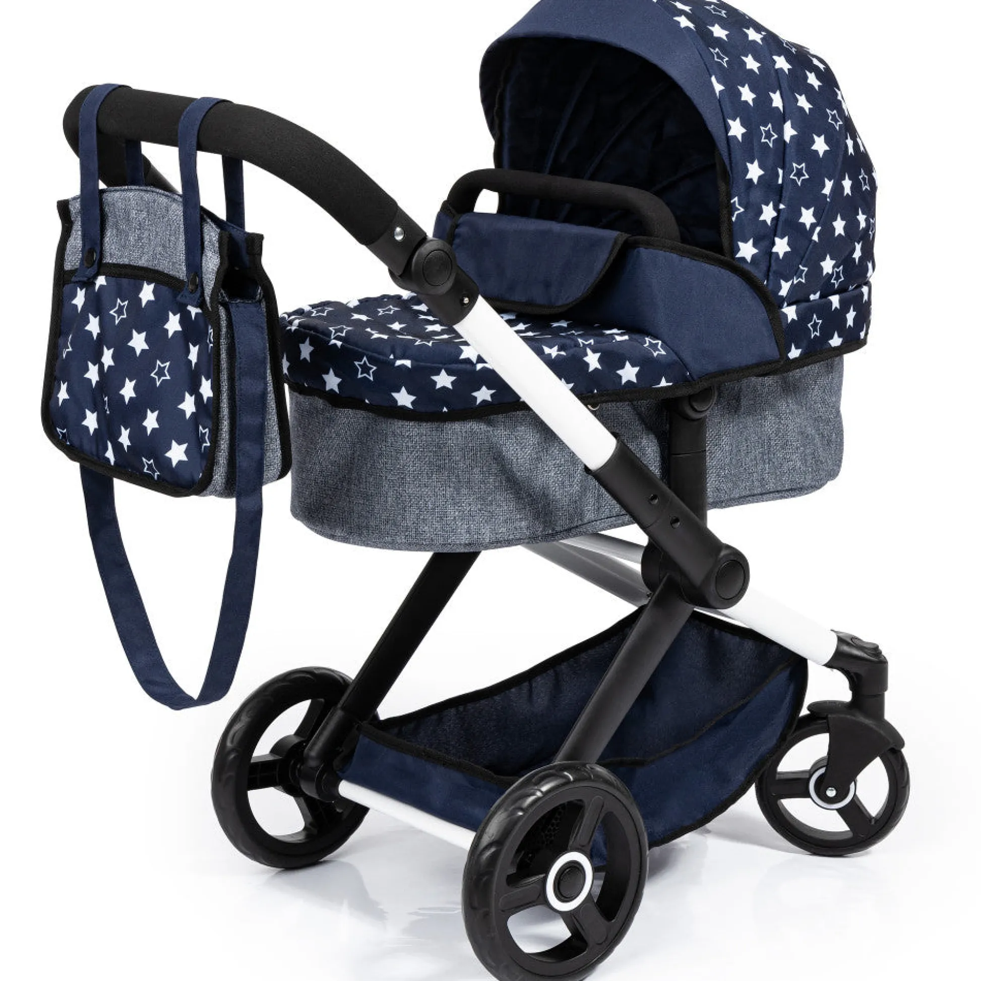 Flat River Group Bayer Design Combi Doll Pram Xeo, Blue & White Stars - Versatile Playset for Kids Ages 3+* Stuffed Animals & Plush Toys