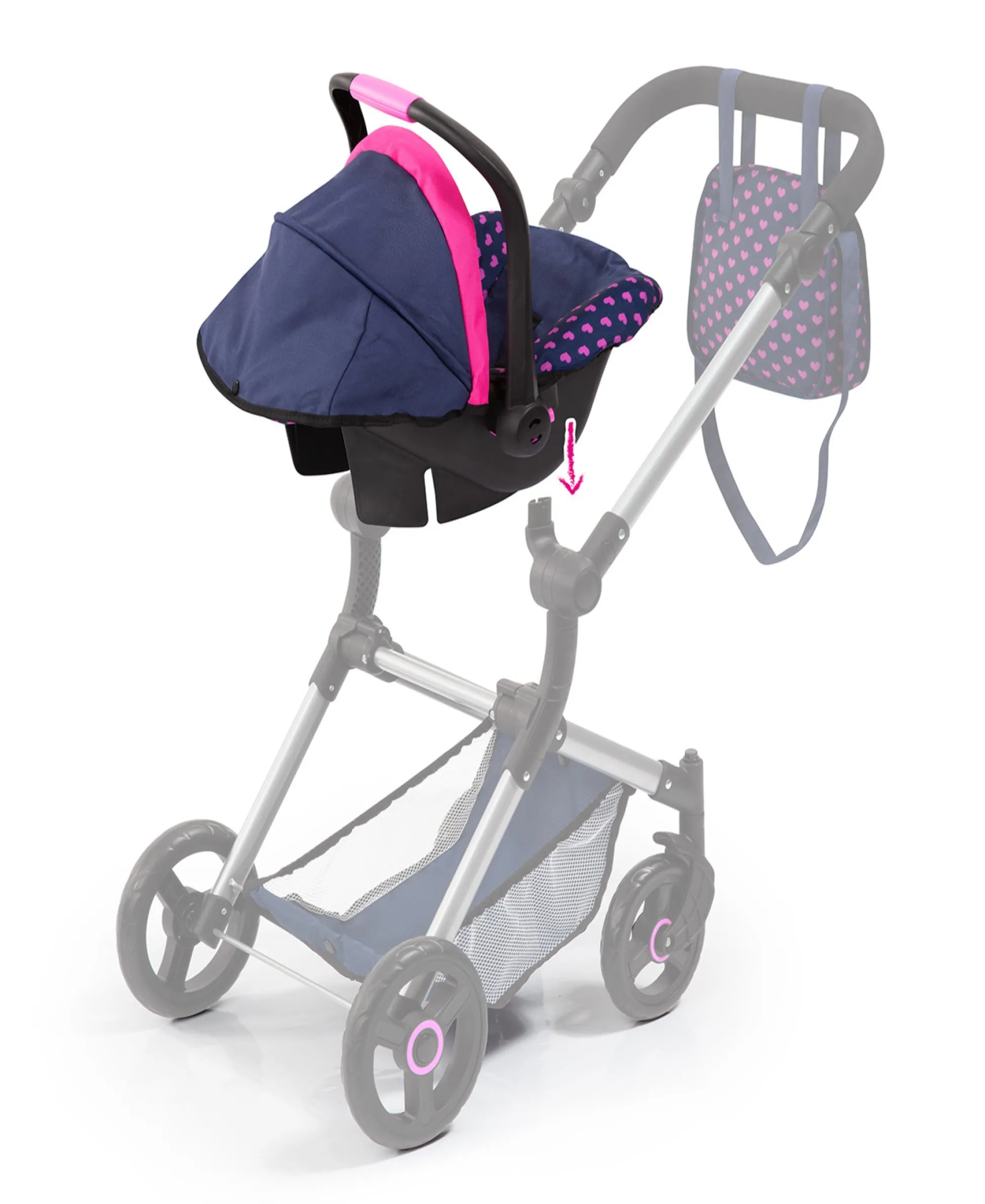Flat River Group Bayer Design Deluxe Doll Car Seat with Canopy, Blue & Pink* Social & Emotional Skills|Stuffed Animals & Plush Toys