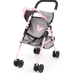 Flat River Group Bayer Design Doll Buggy Stroller - Butterfly Theme, Grey & Pink, Ages 3+* Social & Emotional Skills|Stuffed Animals & Plush Toys