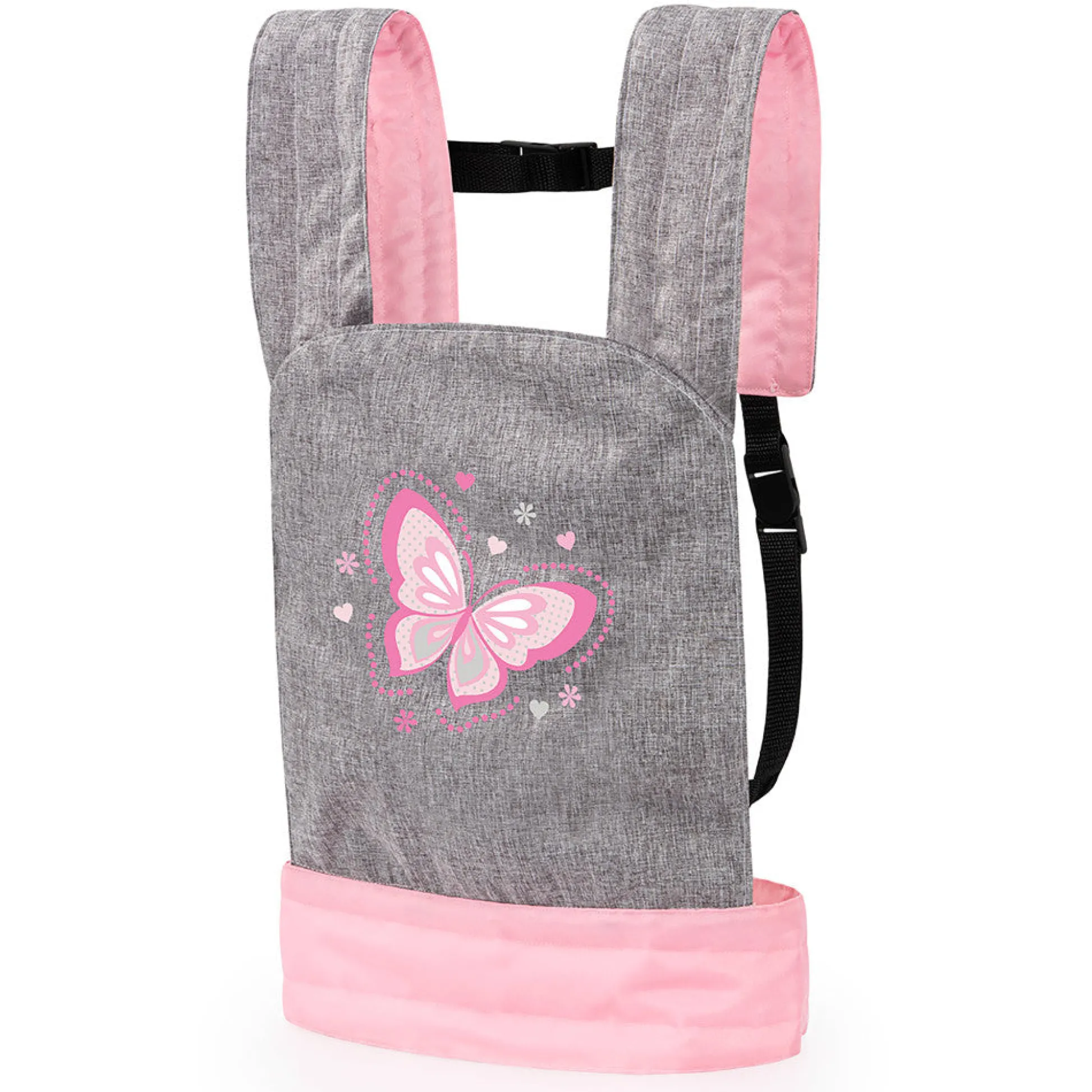 Flat River Group Bayer Design Doll Carrier, Adjustable Comfort - Grey, Pink, Butterfly* Stuffed Animals & Plush Toys