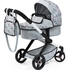 Flat River Group Bayer Design Dolls Pram Xeo - Convertible, Grey, Pink, Stars* Stuffed Animals & Plush Toys|Social & Emotional Skills