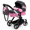 Flat River Group Bayer Design Dolls Pram Xeo, Hearts Black & Pink with Matching Handbag* Social & Emotional Skills|Stuffed Animals & Plush Toys
