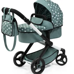 Flat River Group Bayer Design Dolls Pram Xeo: Stars Green & White with Matching Handbag* Stuffed Animals & Plush Toys