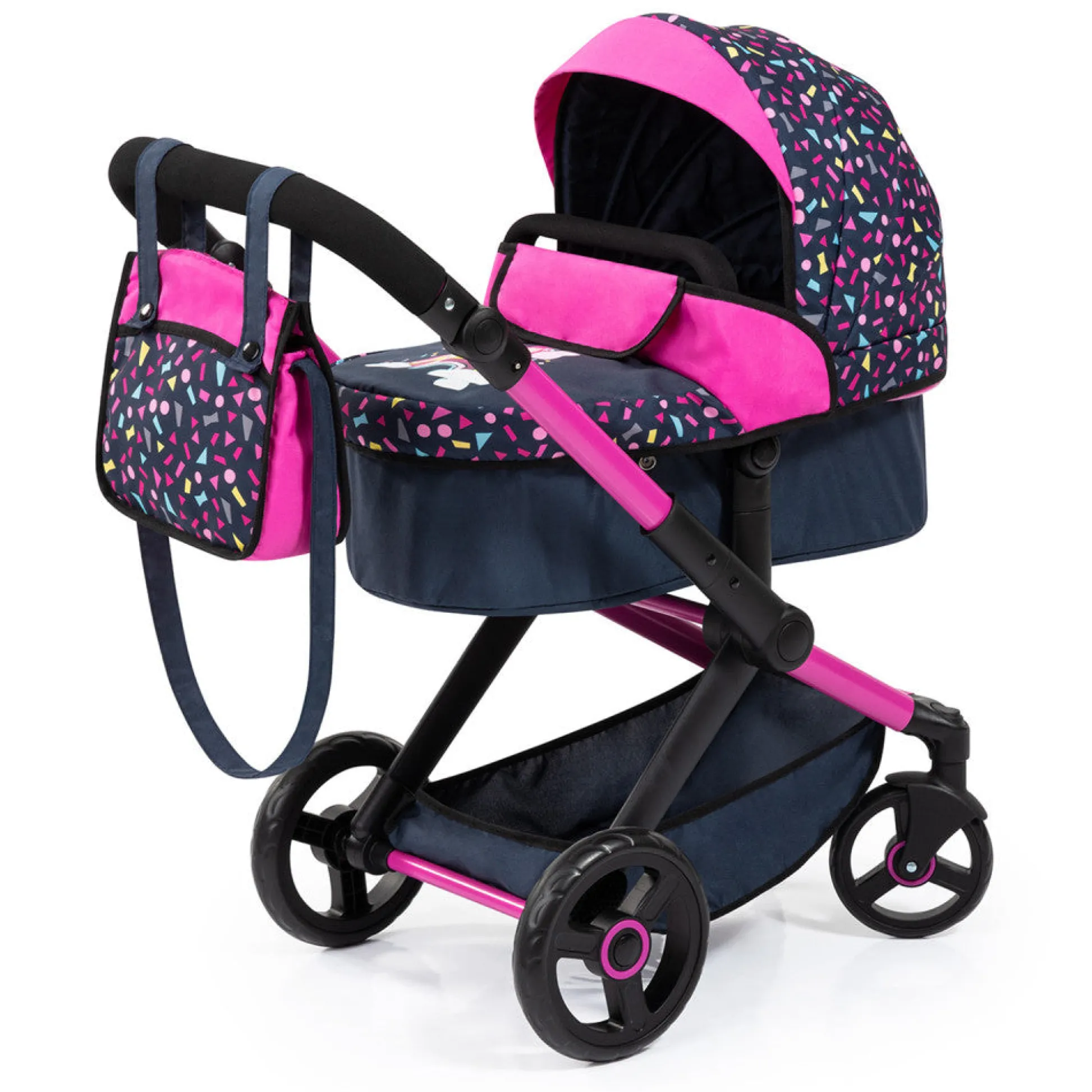 Flat River Group Bayer Design Dolls Pram Xeo: Navy & Pink with Matching Handbag* Stuffed Animals & Plush Toys