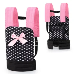 Flat River Group Bayer Design Heart Pattern Doll Carrier, Adjustable - Pink & Black* Social & Emotional Skills|Stuffed Animals & Plush Toys