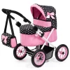 Flat River Group Bayer Design Trendy Doll Pram, Hearts Black & Pink with Shoulder Bag* Stuffed Animals & Plush Toys|Social & Emotional Skills