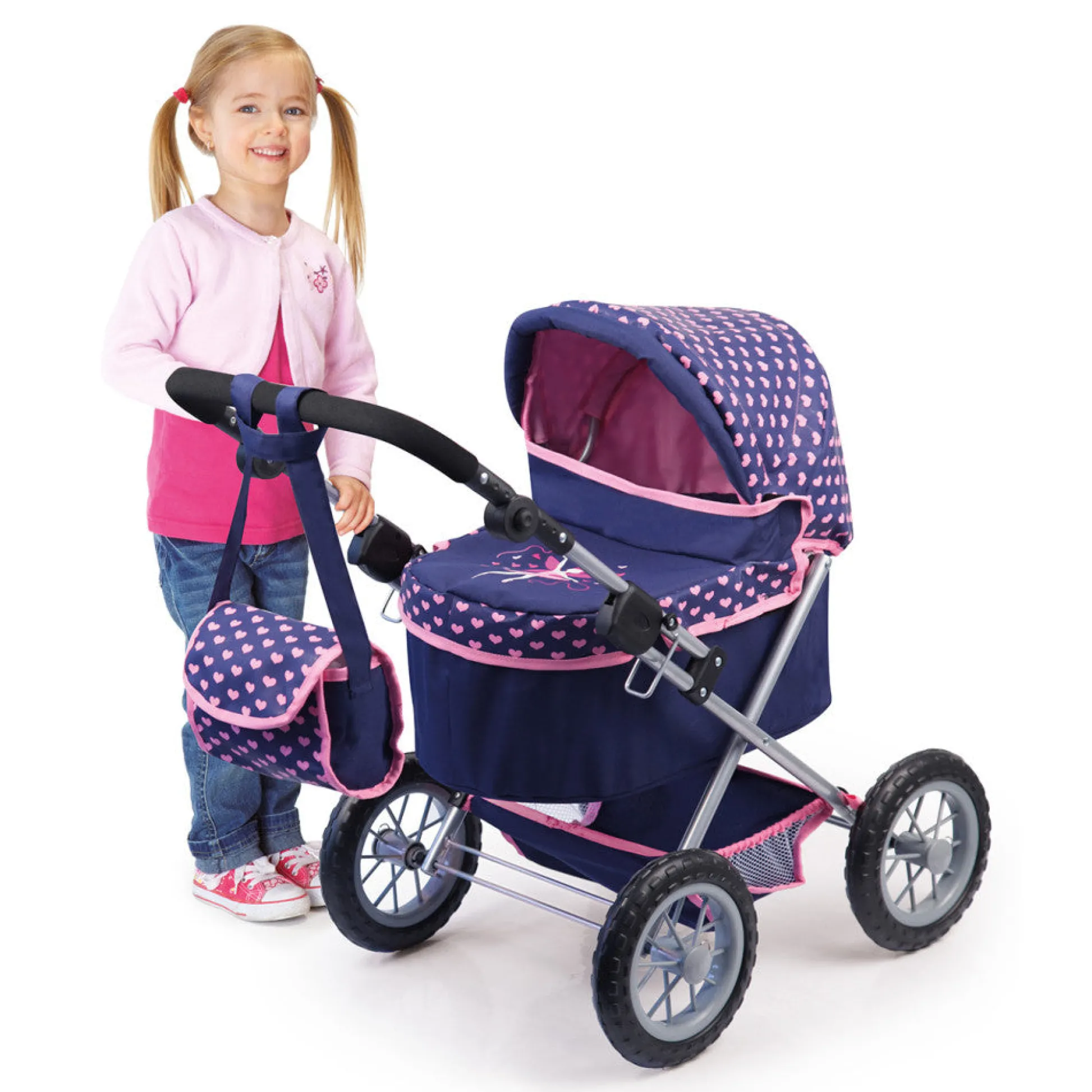 Flat River Group Bayer Design Trendy Doll Pram Stroller with Shoulder Bag - Fashionable Pink* Social & Emotional Skills|Stuffed Animals & Plush Toys