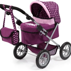 Flat River Group Bayer Design Trendy Dolls Pram with Matching Bag - Burgundy, Pink, Hearts* Stuffed Animals & Plush Toys