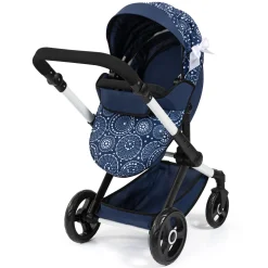 Flat River Group Bayer Design Xeo Pram Doll Stroller - Blue and White Circles for 18