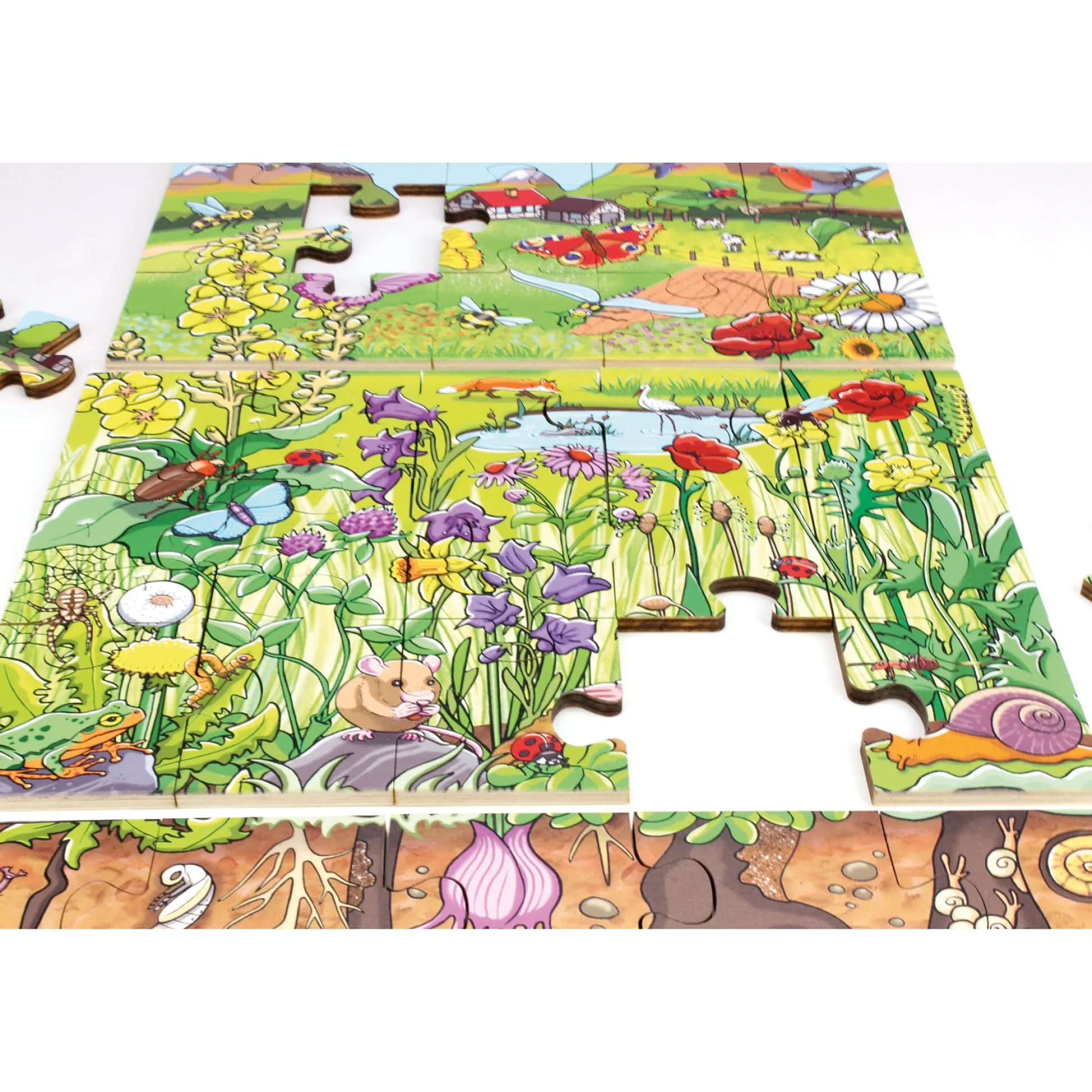 Educators Resource Beleduc Flower Meadow 45-Piece Wooden Floor Puzzle* Puzzles