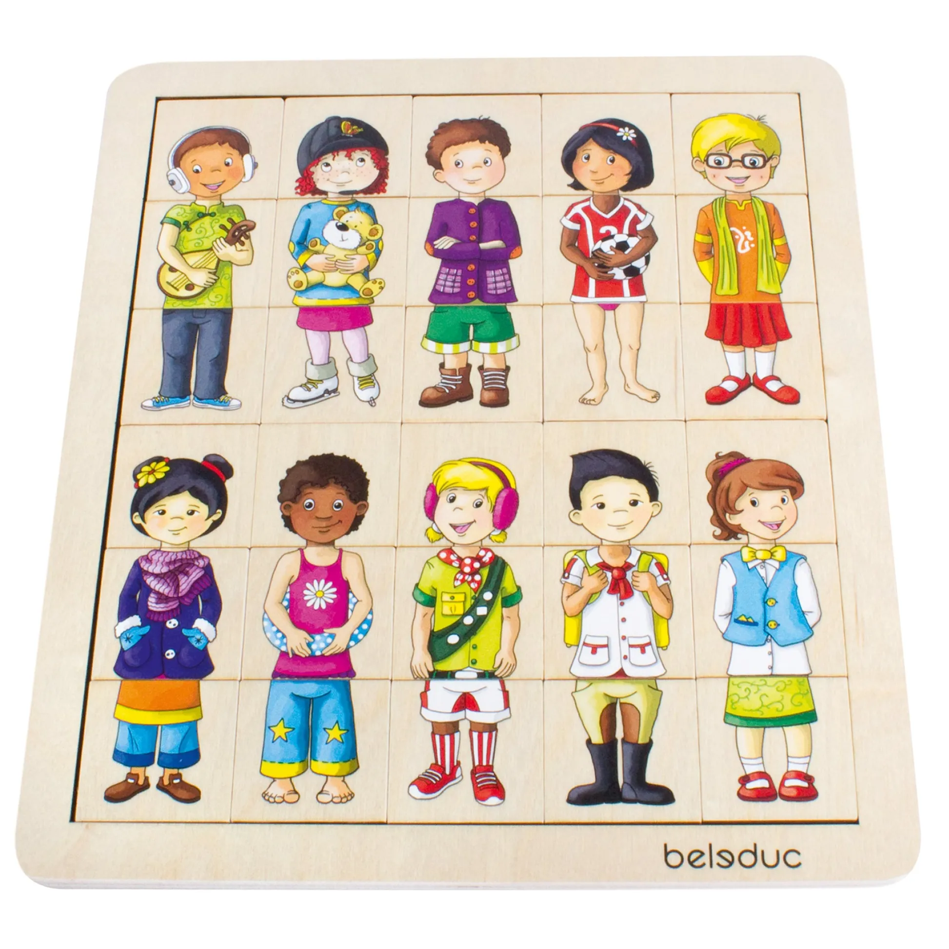 Educators Resource Beleduc Match & Mix Cultural Kids Wooden Puzzle - 30 pc* Puzzles|Social & Emotional Skills