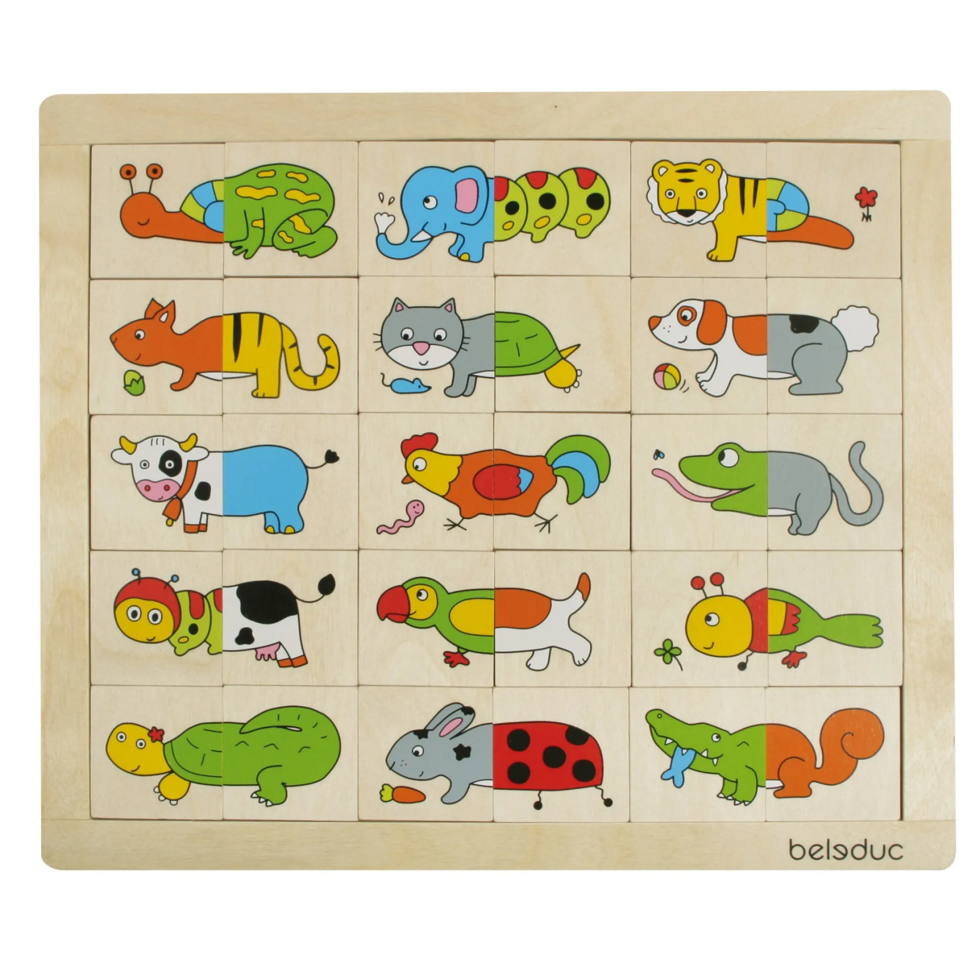 Educators Resource Beleduc Match & Mix Wooden Animal Puzzle - Memory & Creativity Game* Puzzles