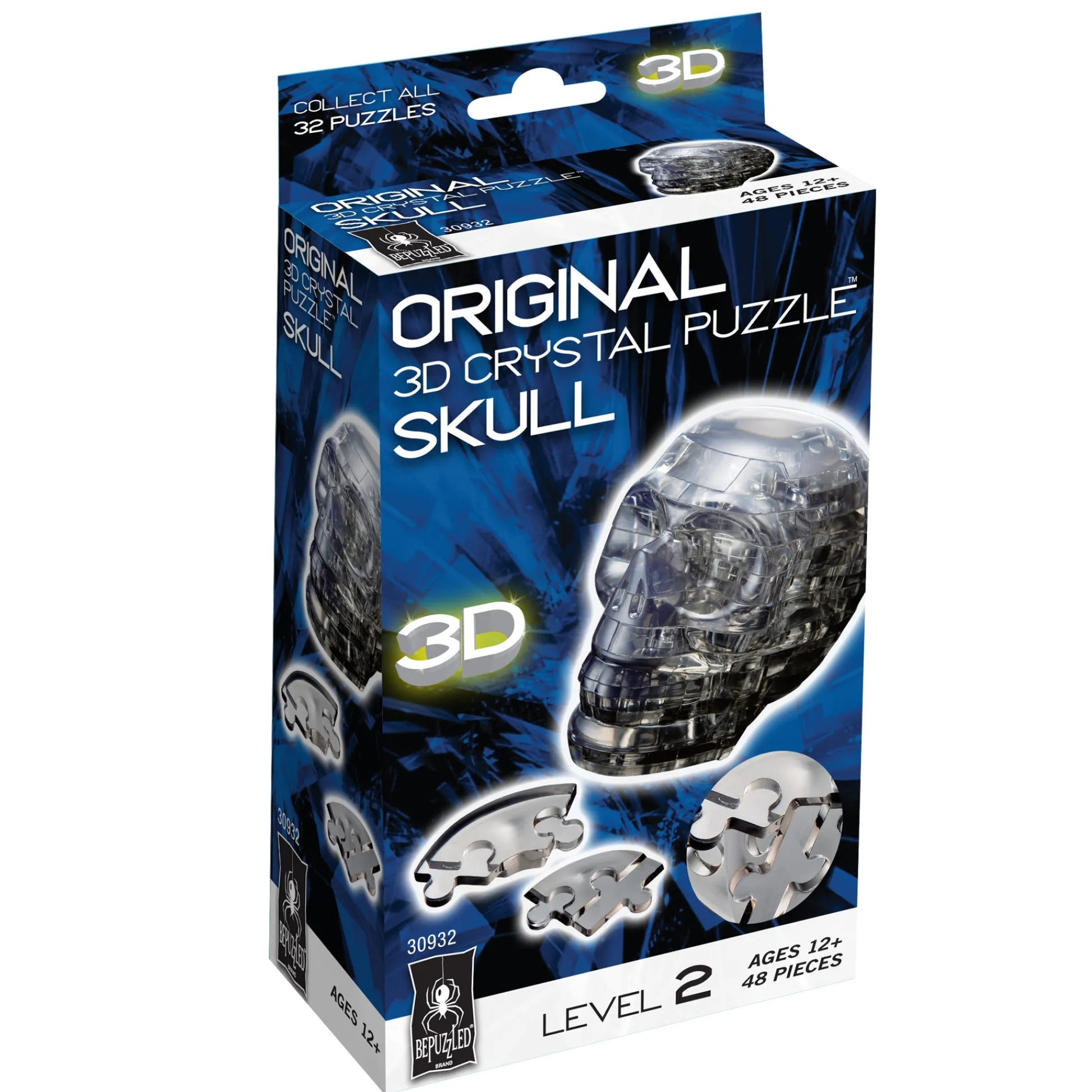 AreYouGame BePuzzled Black Skull 3D Crystal Puzzle - Enigmatic 48-Piece Challenge* Puzzles