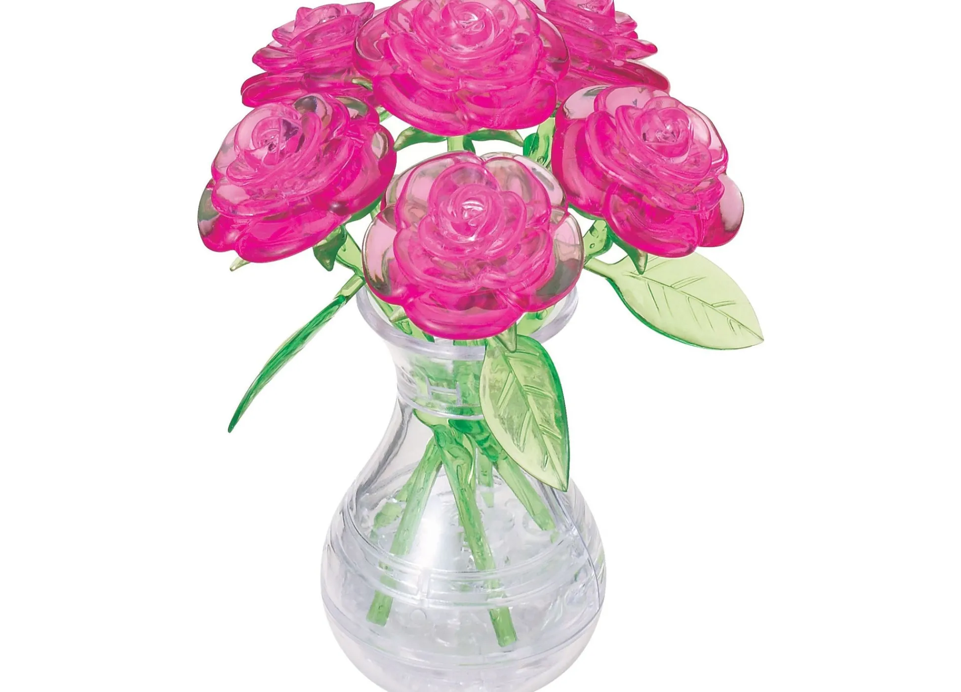 AreYouGame BePuzzled 3D Crystal Puzzle - Playful Pink Roses in a Vase, 47 Pieces* Puzzles