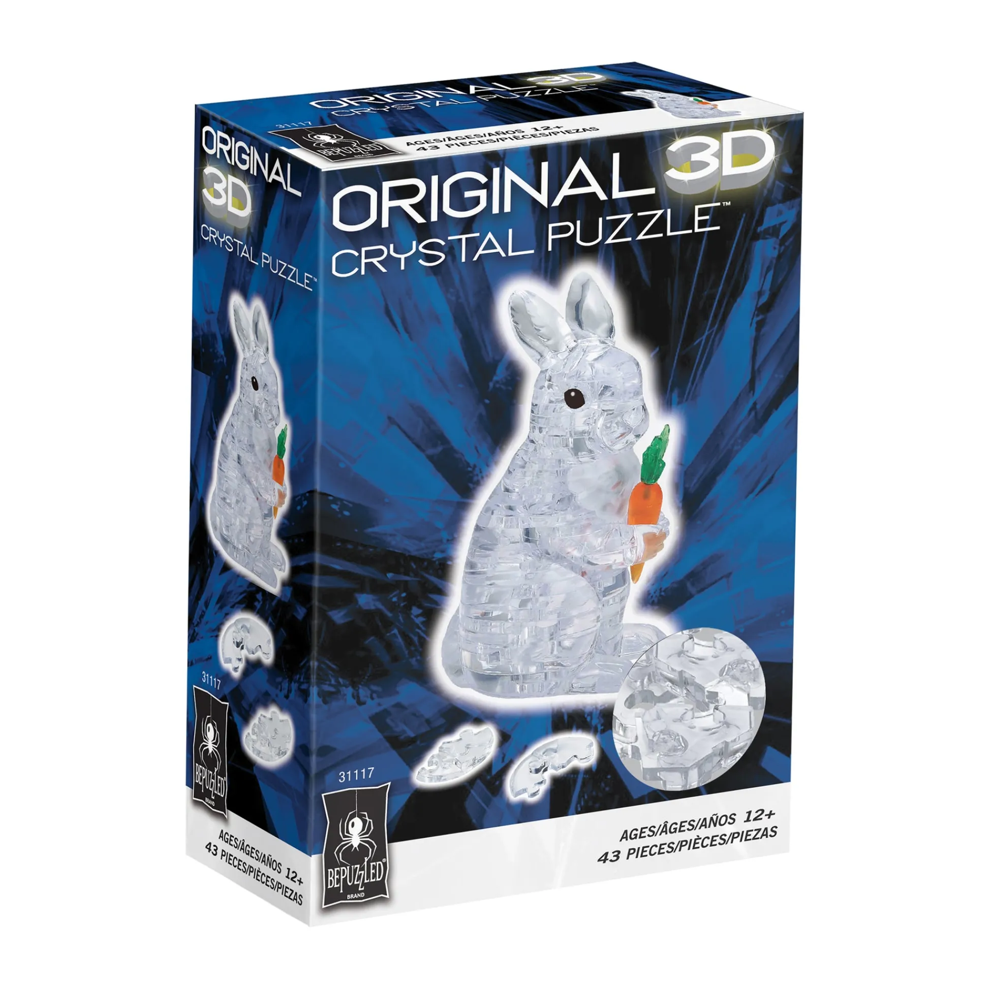 AreYouGame BePuzzled 3D Crystal Rabbit Puzzle - 43 Pieces (White)* Puzzles