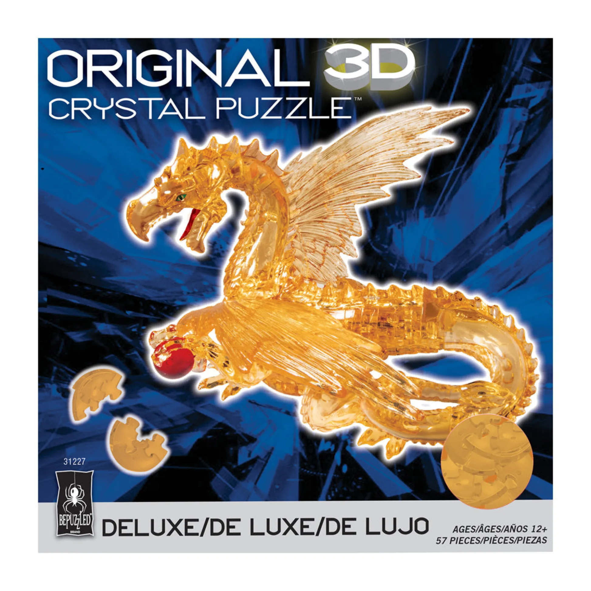 AreYouGame BePuzzled Golden Dragon Deluxe 3D Crystal Puzzle - 57 pc* Puzzles
