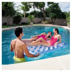 Flat River Group Bestway Double-Sized Inflatable Floating Beach Bed, Blue/White* Swimming Pools & Water Toys