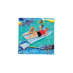 Flat River Group Bestway Double-Sized Inflatable Floating Beach Bed, Blue/White* Swimming Pools & Water Toys